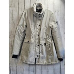 Superdry Womens Everest Parka Coat Size US 14 Cream No Hood